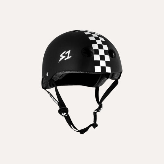 S1 Helmet Lifer Black Matte/White Checkers