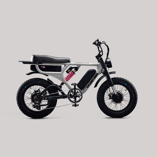 FR777 dual motor ebike in silver from Flight Risk Australian electric bikes