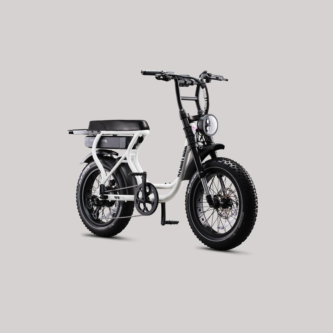 Flight Risk FR303X White electric bike, front three-quarter view