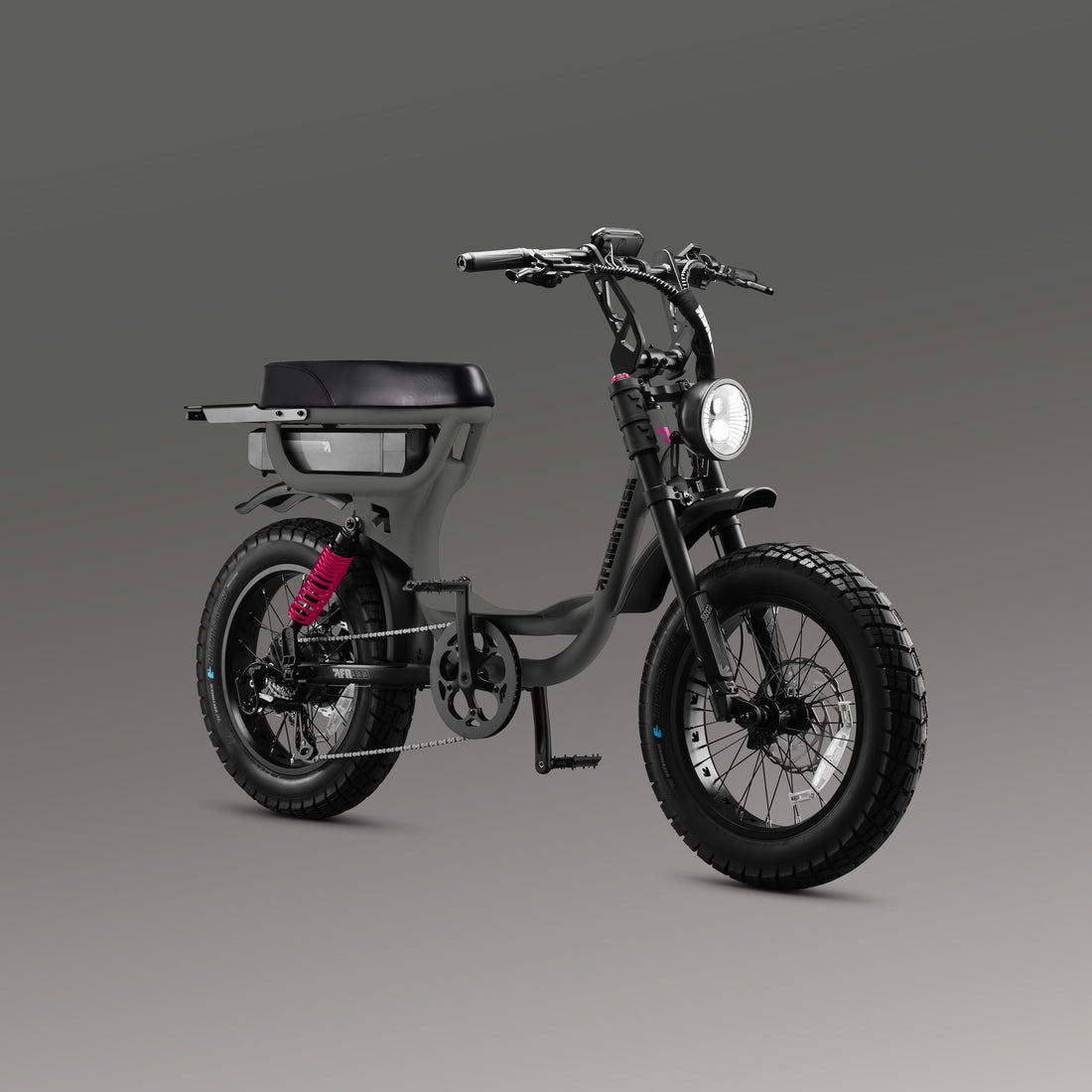 Flight Risk FR333X Metallic Gunmetal electric bike, front three-quarter view