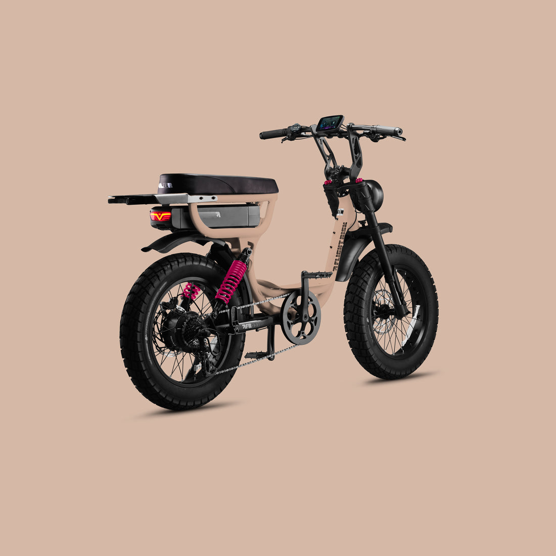 Flight Risk FR333X Champagne electric bike, rear three-quarter view