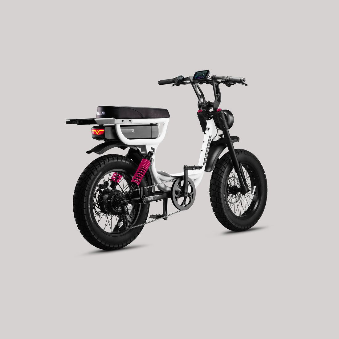 Flight Risk FR333X White electric bike, rear three-quarter view