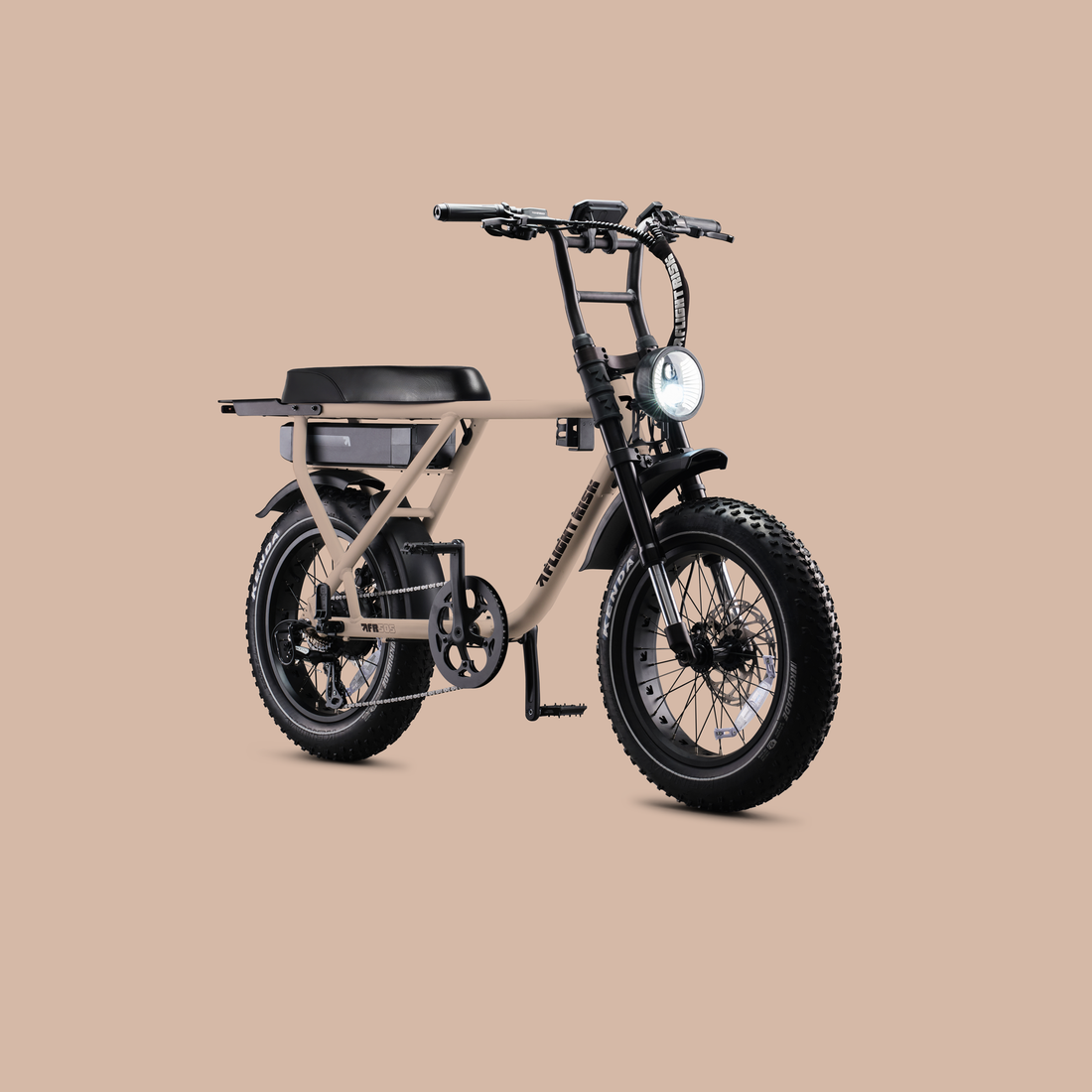 Flight Risk FR505X Champagne electric bike, front three-quarter view