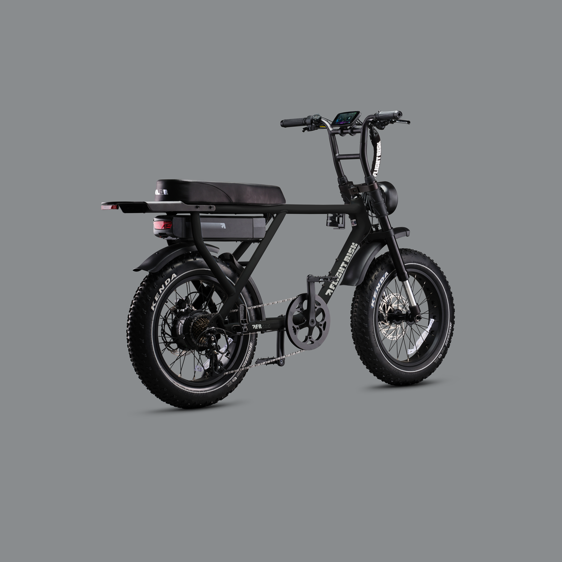Flight Risk FR505X Black electric bike, rear three-quarter view