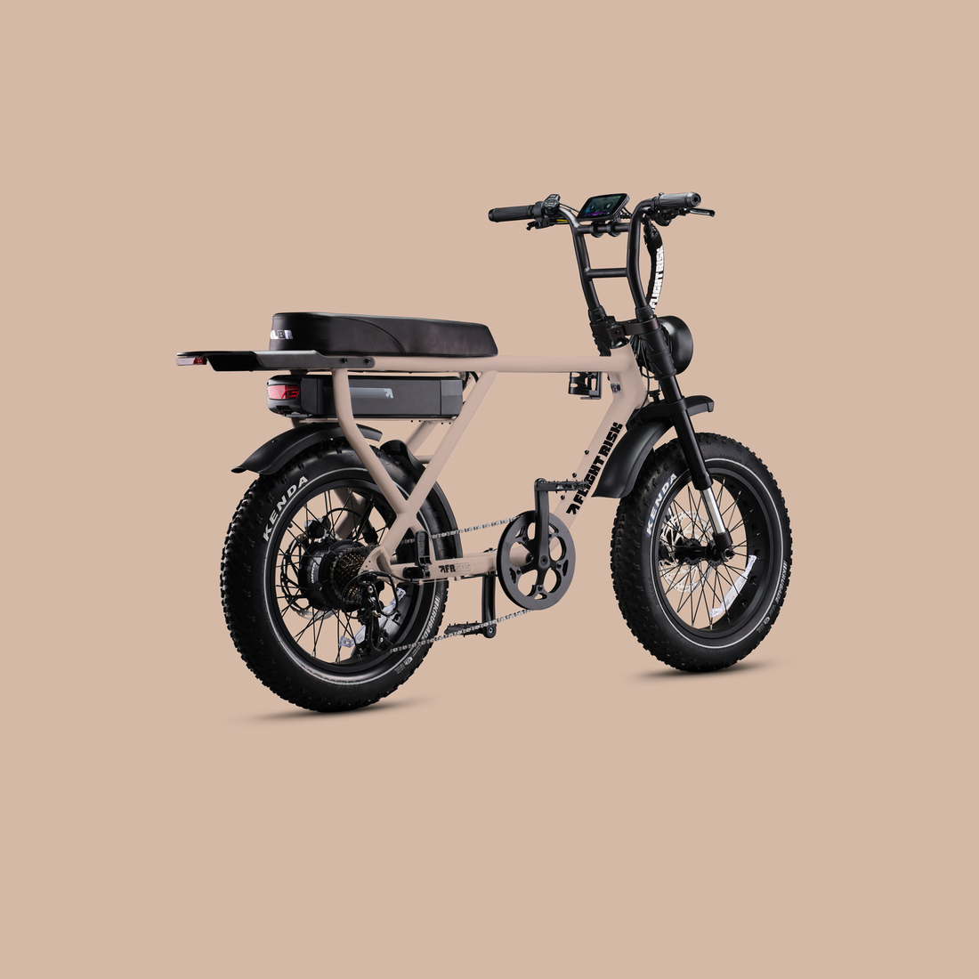Flight Risk FR505X Champagne electric bike, rear three-quarter view