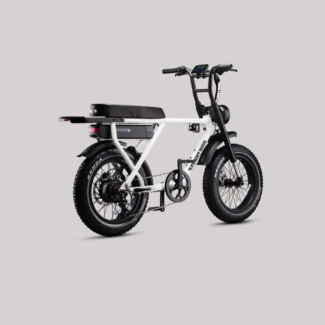 Flight Risk FR505X White electric bike, rear three-quarter view